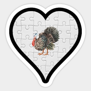 Jigsaw  Turkey Heart Design - Farm Animals Turkey Sticker